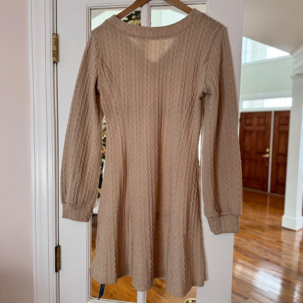 NEW WITH TAGS (NWT) CUPSHE KNIT SWEATER DRESS, SIZE SMALL, CREAM/TAN - Picture 2 of 2